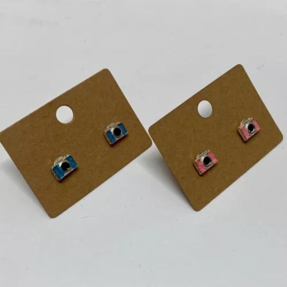 Claire's Sensitive Solutions Camera Earrings Pink Blue Photo Cameras 2 Pairs New - Picture 3 of 9